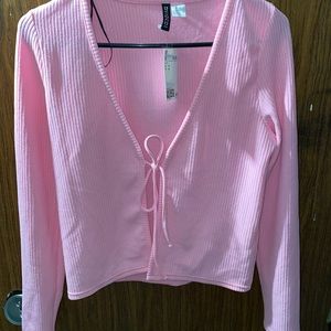 Cardigan Type Tie Shirt